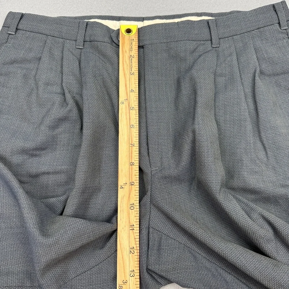 Vtg Christian Dior Monsieur Pants Mens 34x29 Gray Plaid Wool Pleated Cuffed